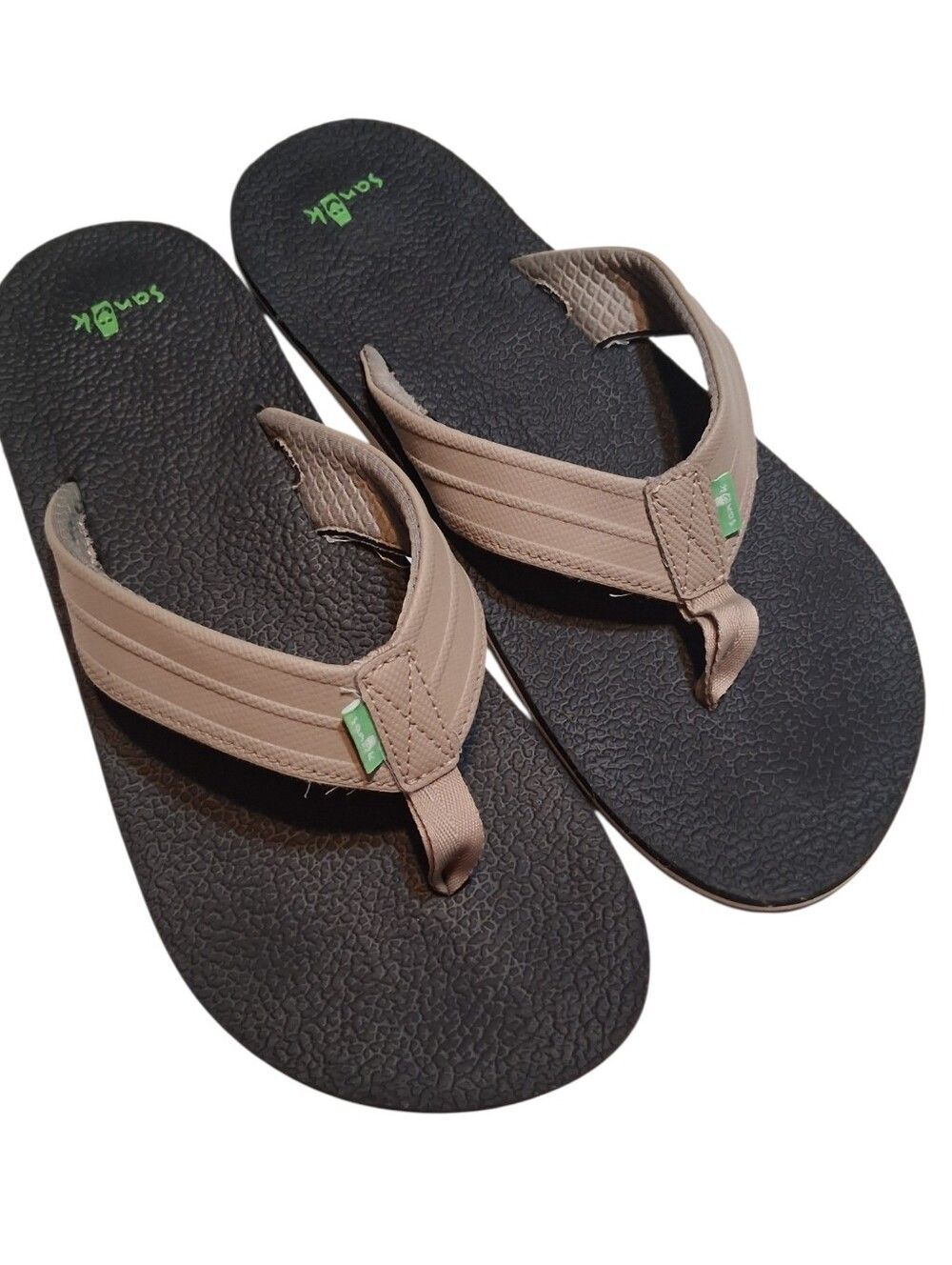 Sanuk Men's Beer Cozy 2 Flip Flops Brown Black Yoga Mat Sandals Casual Comfy